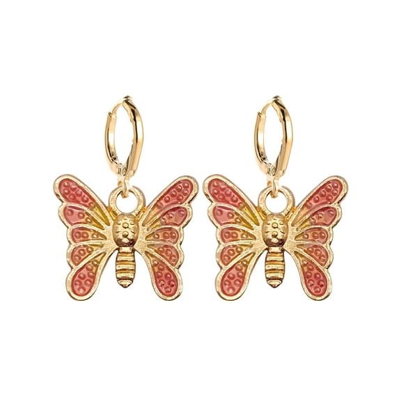 BNNG Enamel Christmas Earrings For Women Butterfly Earrings Tiny Hoop Earrings Colorful Acrylic Butterfly Earrings For Women Girls Ladies' Halloween Eerie Ear Charms Ombre Dangle Earrings