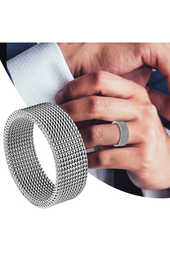 Fashion Beautiful Jewelry Mesh Fine Ring Band Fashionable Men's And Women's Ring With Two Color Mesh Ring That Does Not Fade Mesh Simple Plain Wedding Band Ring