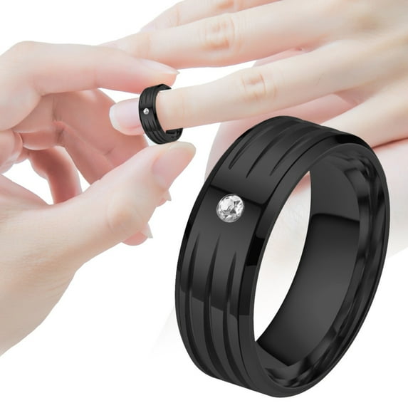 BNNG Fashion Couple Ring Ring Korean Edition Temperament Stainless Steel Ring Cubic Zirconia Stainless Steel Promise Ring Stainless Steel Rings for Men Wedding Ring Cool Simple Band