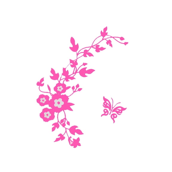 BNNG Flower Art Murals Wall Sticker Bathroom Decoration Decals Decor Butterfly Murals for Living Room Bedroom Toilet Restroom House DIY Decoration
