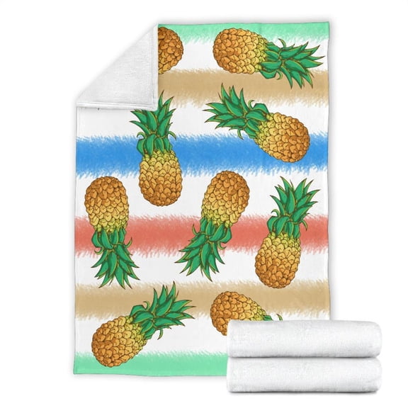 BNNG Fruit Velvet Blanket Air Conditioning Blanket Thickened Blanket Nap Blanket Pineapple Fruit 3D Printed Velvet Leisure Children's Blanket Picnic Blanket 1PC Soft Wool Throw Blanket