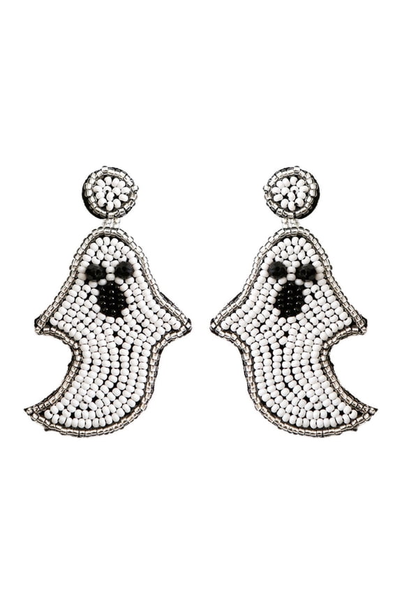 Ghost Stud Earrings For Halloween Halloween Earrings Beaded Pumpkin Dangle Earrings For Women Handmade Bead Drop Earring Studs Themed Party Jewelry Gifts Comical Halloween Earrings