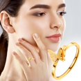 thumbnail image 1 of BNNG Gold Plated Ring for Women Vintage Initial Butterfly Ring Non Tarnish Gold Plated Personalized Carved Letter Statement Ring Jewelry Gifts Creative Knot Symbolizing Open Ring, 1 of 4