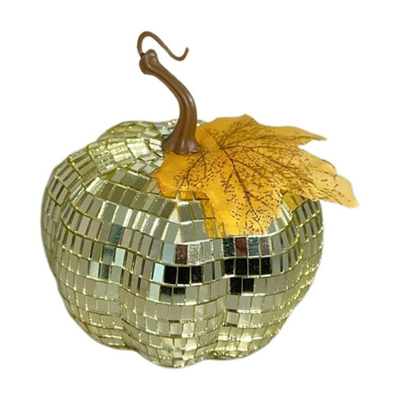 BNNG Gold Pumpkin Fall Decor, Glitter Pumpkins for Decorating Mini Artificial Craft Pumpkins for Thanksgiving Table Party Harvest Decorations - Vintage Collectible Holiday Ornament