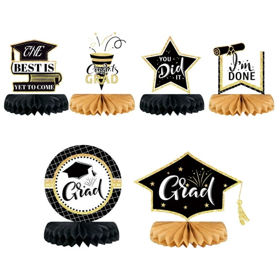 BNNG Graduation Desktop Ornaments 2024 Graduation Season Hat Honeycomb Decoration Desktop Decoration Paper Fan Honeycomb Graduation Party Decoration