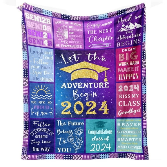 BNNG Graduation Gifts Throw Blanket 2024 Graduation Gifts for Her Him Graduation Decoration Class of 2024 Throw 50"x60'' Graduation Party Supplies High School College Graduation Gifts