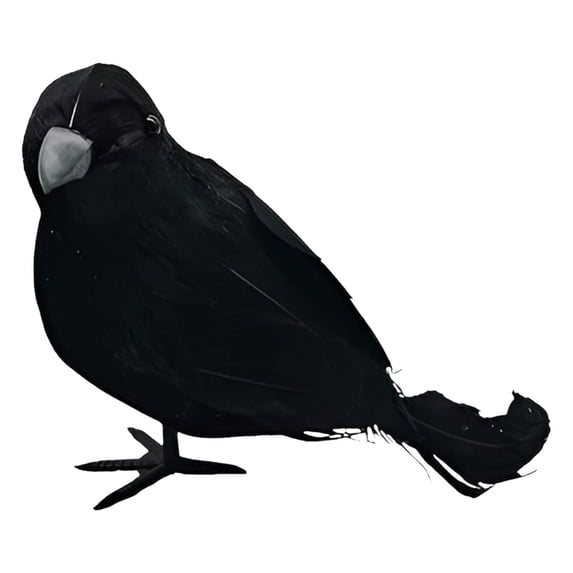 BNNG Halloween Black Feathered Crows, Realistic Feathered Black Birds Raven, Halloween Decoration for Indoor Outdoor Home Yard Garden Party Decor