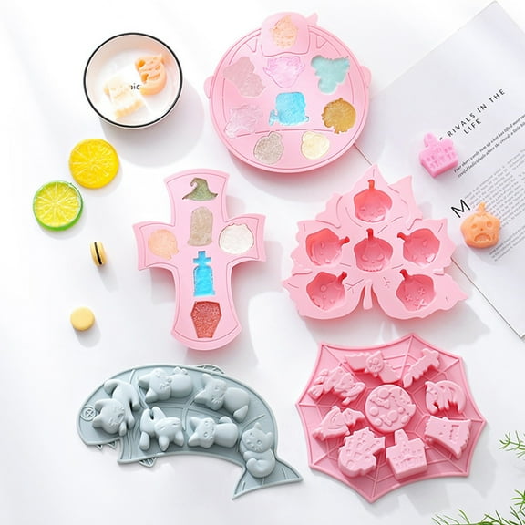 BNNG Halloween Candle Mold, Candle Making Mold, Fondant Mold Set, Fondant Silicone Mold Halloween Web Skull Molds Silicone Pumpkin Cake Molds Chocolate Molds