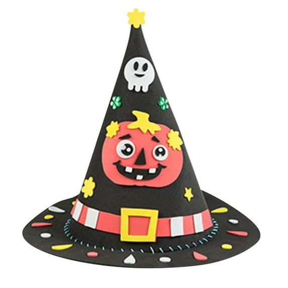 BNNG Halloween DIY Hat Making Materials Children's Handmade Halloween Theme Party Hat Witch Hat for Kids, Halloween Costume Hat for Girls Boys Halloween Costume Party Accessories