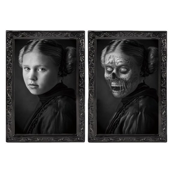 BNNG Halloween Decoration Scary Indoor Wall Decor, 3D Changing Face Moving Picture Frame Gothic Portraits Horror Halloween Party Decor for Home Castle Haunted House Props,15.5 x 10 inches