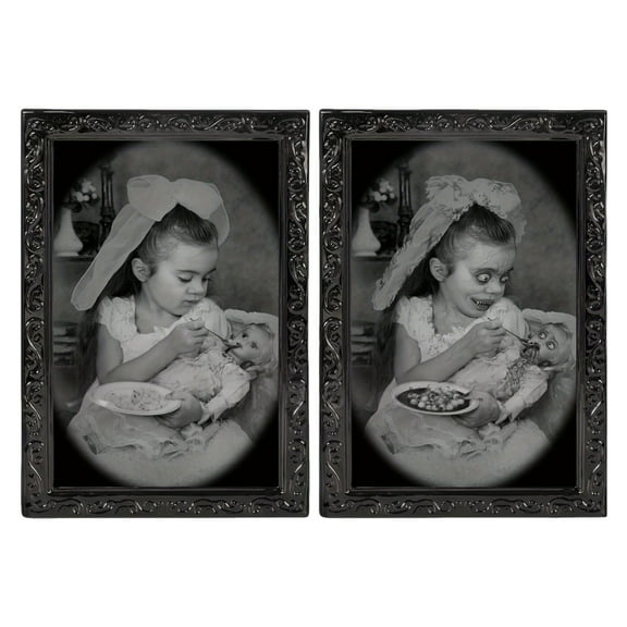 BNNG Halloween Decoration Scary Indoor Wall Decor, 3D Changing Face Moving Picture Frame Gothic Portraits Horror Halloween Party Decor for Home Castle Haunted House Props,15.5 x 10 inches