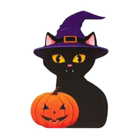 BNNG Halloween Decorations Indoor Black Cat Table Decor Black Cat Wooden Block Sign Halloween Tiered Tray Decor Rustic Farmhouse Centerpieces for Tabletop Home Mantel Shelf Party Supplies
