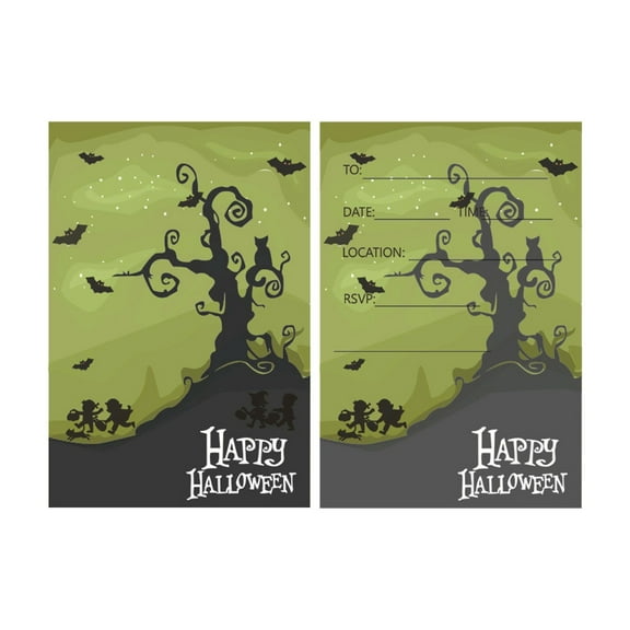 BNNG Halloween Party Invitations -Scary Themed Halloween Invitation Cards for Kids Adults Party Supplies Set of 10pcs Haunting Invites Printable Design for Spooky Gatherings and Events