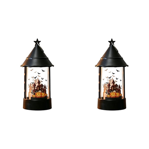 BNNG Halloween Pumpkin Lantern with Flickering LED, Halloween Skull Pumpkin Lanterns - 5.9 Inch Vintage Candle Decorative Hanging Lanterns for Home Indoor Outdoor