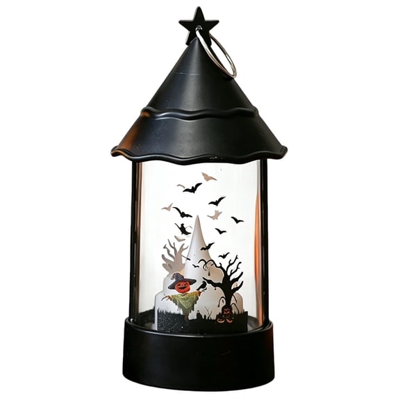 BNNG Halloween Pumpkin Lantern with Flickering LED, Halloween Skull Pumpkin Lanterns - 5.9 Inch Vintage Candle Decorative Hanging Lanterns for Home Indoor Outdoor