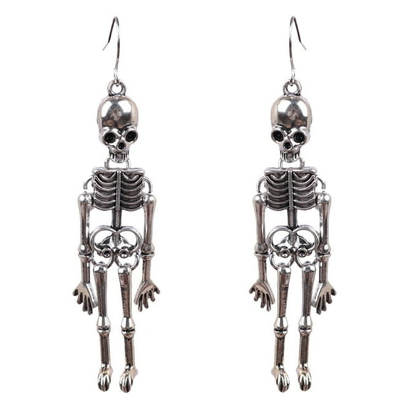 BNNG Halloween Skull Drop Earrings Long Gothic Style Skeleton Earrings Halloween Skeleton Earrings Halloween Party Jewelry Earrings For Women Earrings Playful Halloween Earrings