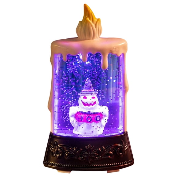 BNNG Halloween Snow Globe Candles, Auto LED Flickering Halloween Spinning Water Glittering Tornado Flameless Candles Lighted Lamp, Battery Operated Table Centerpiece for Halloween Party Decor