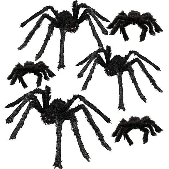BNNG Halloween Spider Decorations, 6 Pack Giant Spider Outdoor Decorations Set, Scary Hairy Realistic Large Spider Props for Indoor, Outdoor and Yard Party Creepy Decor