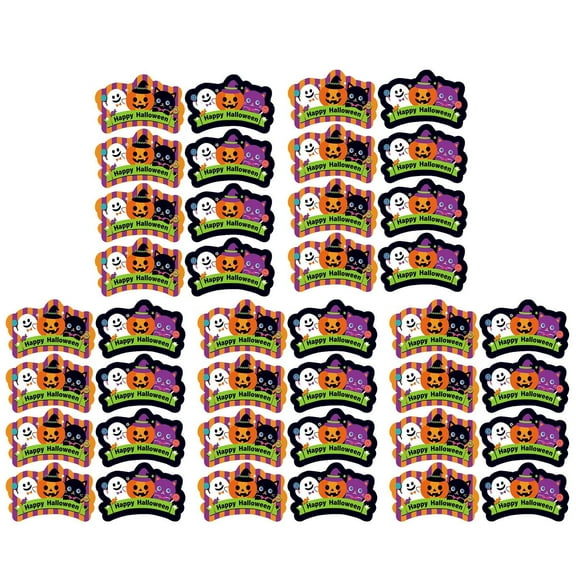 BNNG Halloween Stickers for Kids,Cute Ghost Black Cat and Pumpkin Designs Halloween Stickers Roll Halloween Square Stickers Decals Pumpkin Seal Label Stickers for Party Decorations (5/10pcs)