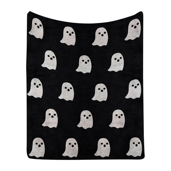 BNNG Halloween Throw Blankets Funny Ghost Cute Halloween Spooky Black Blanket Lightweight Cozy Flannel Blanket for Bedroom Living Rooms Couch Sofa Bed Home Decorations 100*150cm/127X152cm/150*200cm