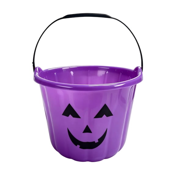BNNG Halloween Trick or Treat Pumpkin Bucket, Jack O Lantern Candy Basket and Buckets for Trick or Treating, Orange Halloween Pails with Handle for Kids Party Favors Supplies Props