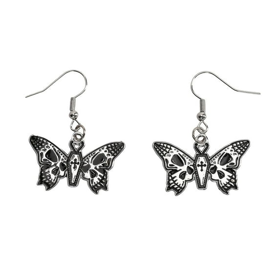 BNNG Halloween Witch Earrings For Women Halloween Skeleton Butterfly Shaped Earrings Silver Halloween Earrings Halloween Party Earrings For Women Earrings Humorous Halloween Earrings