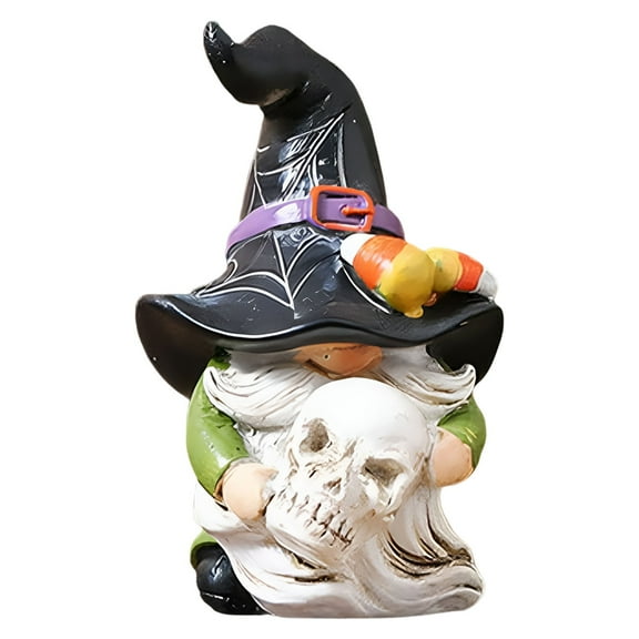 BNNG Halloween Witch Gnome Statue - Resin Fall Decor, Cute Witch Figurine for Table Centerpiece, Halloween Ornaments, Home & Party Decoration