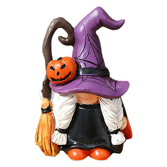 BNNG Halloween Witch Gnome Statue - Resin Fall Decor, Cute Witch Figurine for Table Centerpiece, Halloween Ornaments, Home & Party Decoration