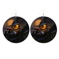 thumbnail image 1 of BNNG Halloween Wooden Earrings Ornament Pumpkin Bat Ear Hook Earrings Funky Witch Earrings Ghost Stud Earrings For Halloween Ghostly Pumpkin Earrings, 1 of 8