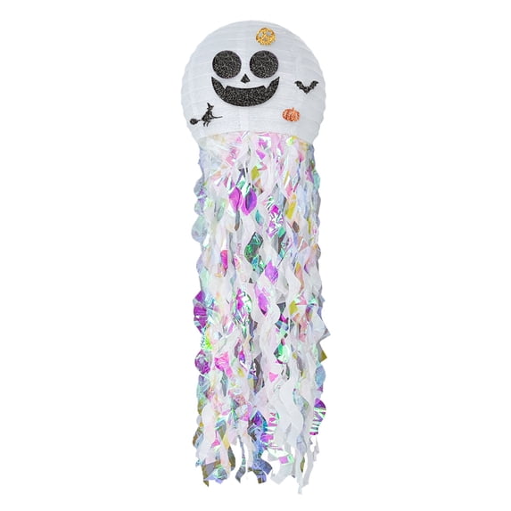 BNNG Hanging Halloween Paper Lanterns, Hanging Decoration, Party Lanterns Witch bat Honeycomb Pom Pom Tassels Set for Indoor Outdoor Garden Party Halloween Decor