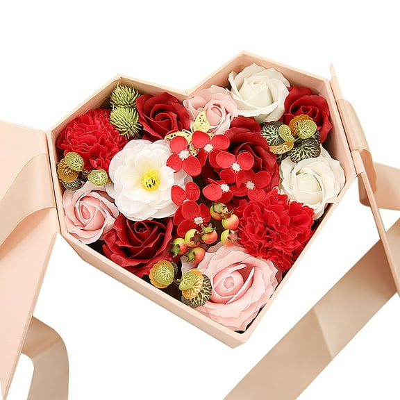 BNNG ‌Heart-Shaped Gift Box Bouquet‌ - ‌Flower Forever Heart Shape Box -Preserved Roses Gift for Her, Preserved Flowers,Mother's Day‌, ‌Valentine's‌ & ‌Romantic Surprise Gifts‌(8.3 inch)