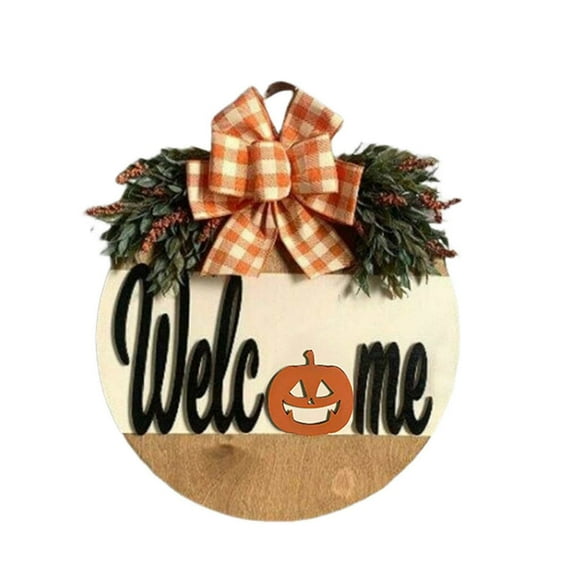 BNNG Hello Fall Wreath for Front Door Fall Tree Welcome Door Sign 12x12 Inch Autumn Maple Leaves Wood Door Hanger Farmhouse Thanksgiving Hanging Plaque for Home Porch Wall Indoor Outdoor Decor