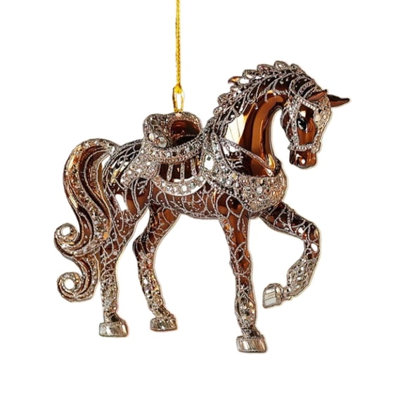 BNNG Horse Christmas Ornament 2025 - Acrylic Horse Ornament with Rhinestones, Equestrian Christmas Tree Decor with Rustic Farmhouse Charm for Animal Lover Gifts & Horse Gifts for Women