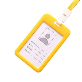 BNNG ID Badge Holder Hard Colorful Vertical Plastic Card Case Protector Pouch with Clear Window for School ID Credit Cards Proximity Key Cards Driver’s Passes Car Key Cards and Licenses Neck Strap