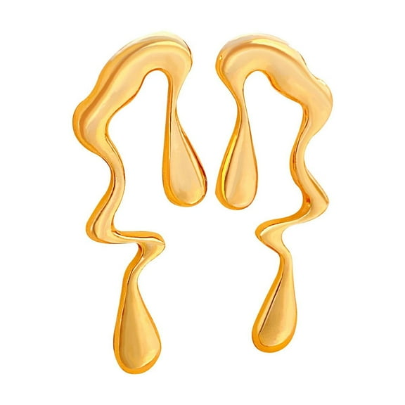 BNNG Irregular Earrings Mismatched Earrings Melting Liquid Asymmetrical Stainless Steel Drop Earrings Gold Statement Earrings For Women Women'S Halloween Whimsical Ear Ornaments