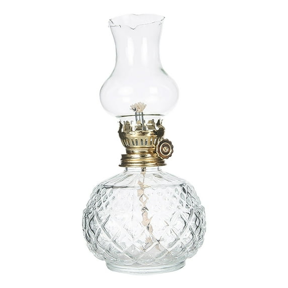 BNNG Kerosene Oil Lamp for Indoor Use,1 Glass Kerosene Lamp,1 Wicks, Classic Retro Hurricane Lantern Decoration Outdoor Camping Oil Lamp Lantern Vintage Clear Glass Lamp Chamber Oil Lamps