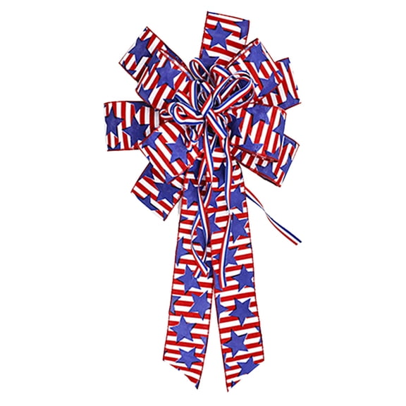 BNNG Large Patriotic Bow Wreath 4th of July Decor American Flag Bow for Indoor Outdoor Red with Blue Stars Bunting Holiday Memorial Day Decorations Independence Day Party Backdrops