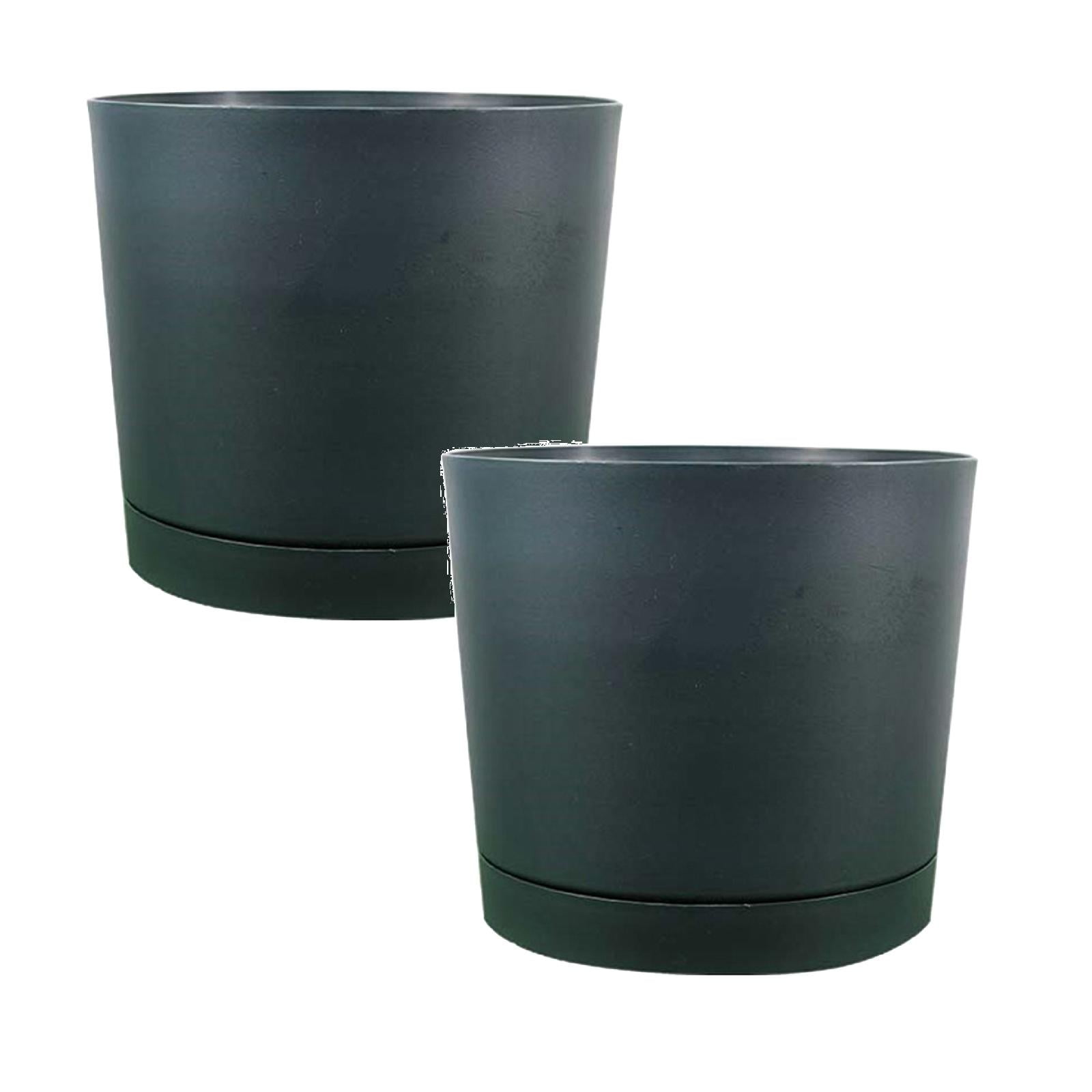 BNNG Large Self Watering Pots, Plastic Planters Removable Deep Reservoir and Multi Mesh Drainage Holes for Indoor Outdoor Garden Plants and Flowers Black Plastic Flower Pots With Holes And Saucers