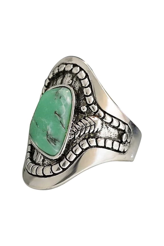 Leaf Turquoise Ring Tree Leaves Pattern Chalcedony Ring Personality Exaggerated Retro Turquoise Ring Promise Ring for her Engagement Ring for Women Wedding Band