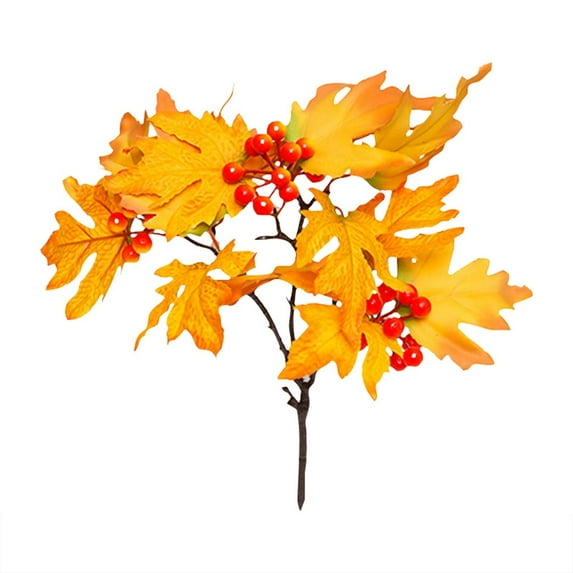 BNNG Maple Leaves Flocked Pinecones & Berries Autumn Decor - Realistic Fall Greenery for Home Table Centerpiece, Thanksgiving Harvest Themed Arrangement