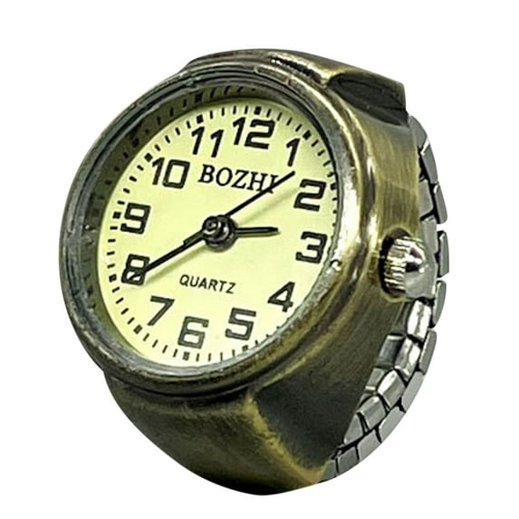 BNNG Men Women Finger Watch Creative Elastic Round Quartz Finger Ring Watches for Valentine’s Day Real Watch Ring Vintage Watch Clock Ring Round Ring Adjustable Ring Fashion Watch