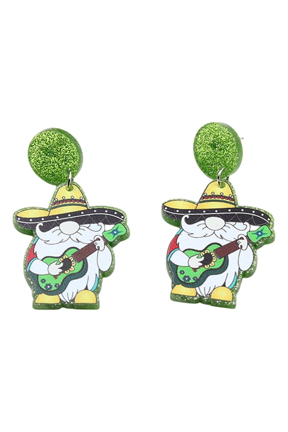 Mexican Carnival Earrings Stud Earrings Hat Violin Colorful Print Simple Fashion Geometric Earrings Earrings Accessories Female Elegant Hexagon-Shaped Alloy Earrings Acrylic Earrings For Women