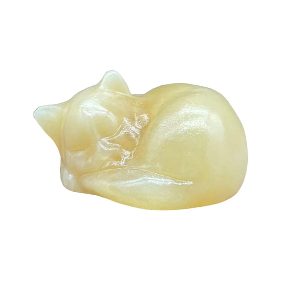 BNNG Natural Quartz Cat Crystals Statue Sleeping Cat Decor Figurine Polished Healing Gemstones Cute Kitten Reiki Office Desk Home Decor Cat Lover Gifts for Women Opal Cat Statue