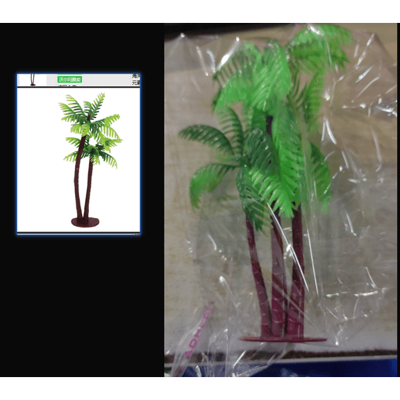BNNG Palm Tree Cake Topper Plastic Green Palm Tree Coconuts Cupcake Toppers Summer Beach Theme Palm Tree Decorations for Hawaii Baby Shower Birthday Party Cake Decorations,1 Pack