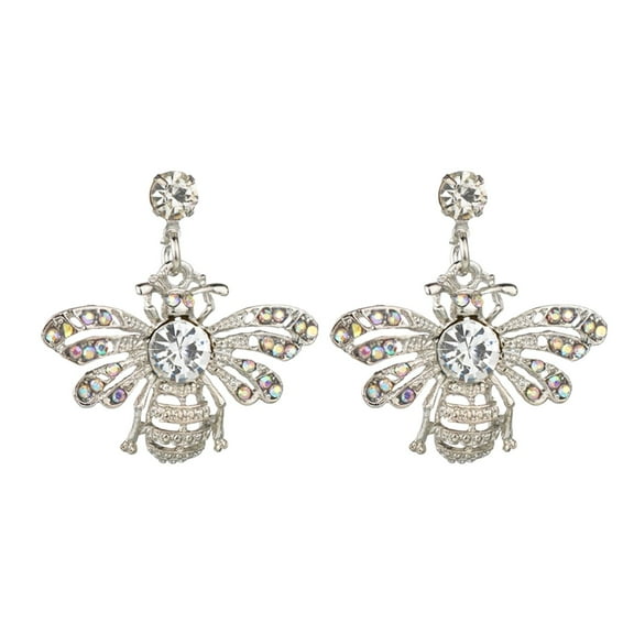 BNNG Personalized Diamond Bee Earrings Rhinestone Metal Earrings Bee Festival Gift Earrings Low Earrings Sparkly Rhinestone Dangle Earrings for Women
