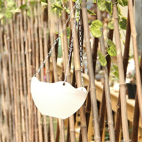 BNNG Plastic Hanging Basket Flowerpot Hanging Wall-mounted With Hanging Chain Self Watering Hanging Planter for Indoor Plants White Plastic Hanging Basket, Garden Flower Pots with Hanging Design