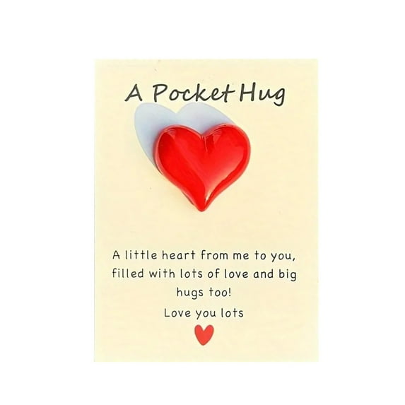 BNNG Pocket HugToken Bulk Valentines Heart Pocket HugToken Gift for Women Men with Inspirational Greeting Cards Pocket Acrylic HugToken Birthday Gifts for Girl-friend Friend Colleagues Clearance