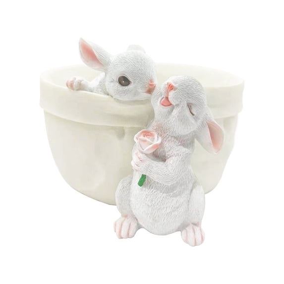 BNNG Rabbit Flower Pot Succulent Planter Garden Pots, Decorative Flower Pot,Animal Shaped Cartoon Planter Pots,Art Decorations Pocket Bunny Balcony Flowerpot Resin Plant Pots ecorative Plant Pots