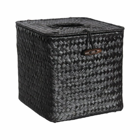 BNNG Rattan Square Tissue Box Cover, Decorative Woven Facial Tissue Holder with Hinged Top Lid, Square Woven Tissue Box Holder Decorative Napkin Holder Pumping Paper Case Dispenser
