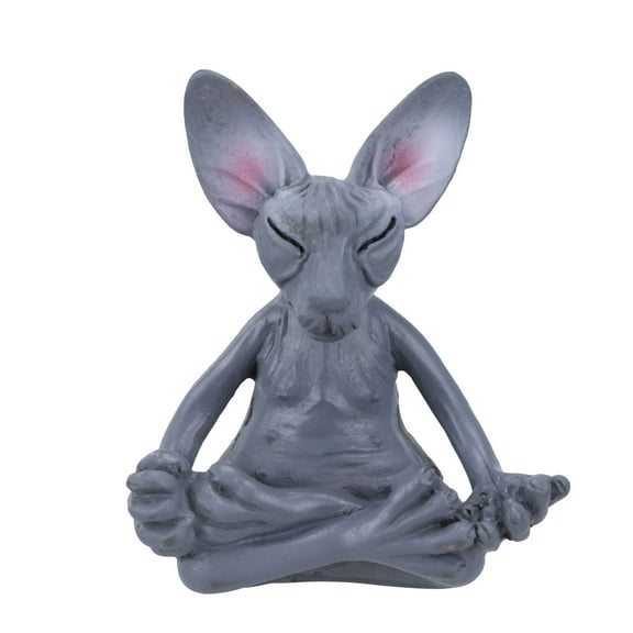 BNNG Resin Hairless Cat Figurine Sphinx Meditation Cat Sitting Statue Figurine Realistic Pet Model Figures for Living Room Bookshelf Decor Collections Goddess Birthday Gift
